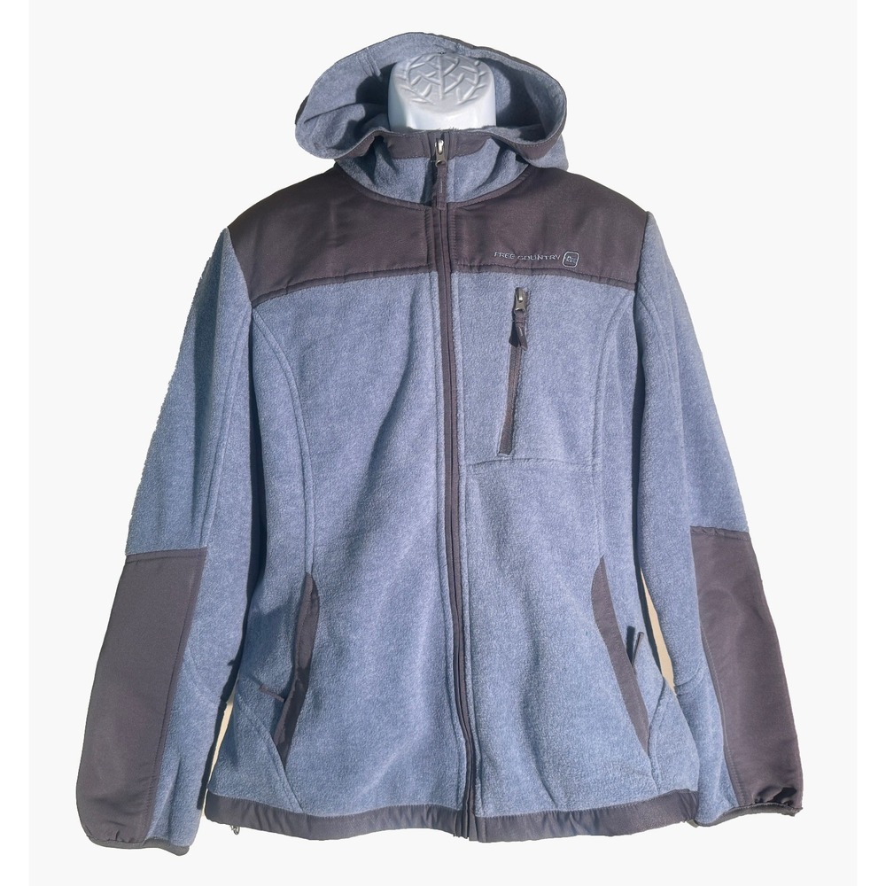 FREE COUNTRY Long Sleeve Full‎ Zip Fleece Blue Black XL NWT